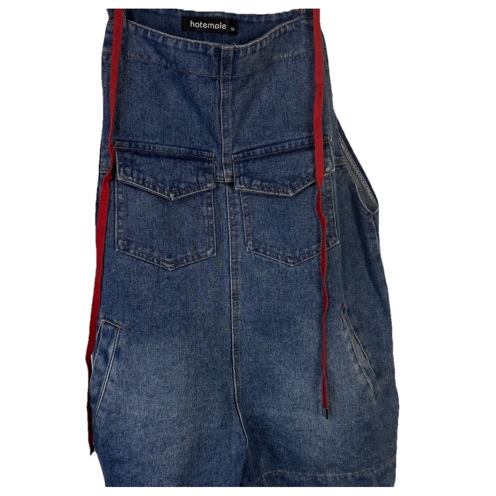 Hot Temple Blue Jean Romper Women M‎ Pockets Adjustable Sleeveless Rare